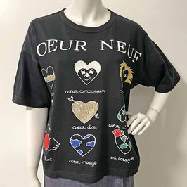 T-Shirt schwarz Gr. L Designer Jean Charles de Castelbajac Coeur Neuf VINTAGE 1980s