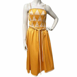 Kleid Couture Gr. S/M Trägerkleid orange Patchwork-Oberteil VINTAGE 1990s