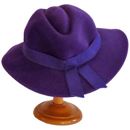 Hut Filz Fedora prune Hubmann Zürich VINTAGE 1970s Gr. 52/53