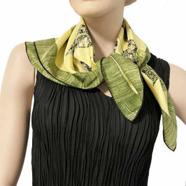 Foulard Carre grün-gelb Blätter VINTAGE 1960s