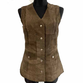 Weste Lederweste Gr. 40 braun Wildleder Patchwork VINTAGE 1970s