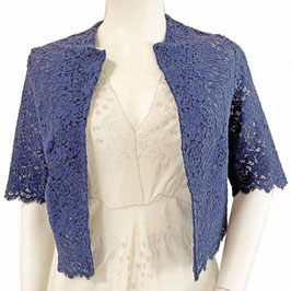 Spitzenbolero Spitzenjäckli Gr. S St. Galler-Spitze blau VINTAGE 1960s