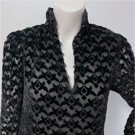 Kleid schwarz Gr. S Seide beflockt Samt Oscar Rom Luxus VINTAGE 1990s