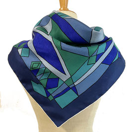 Foulard Carre Seide abstrakt blau VINTAGE 1970s