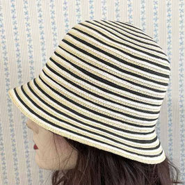 Hut Sommerhut Gr. 56/57 - L Cloche Streifen leicht VINTAGE 1970s