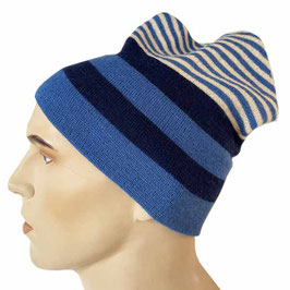 Mütze Skimütze blau mit Streifen STEFFNER Austria VINTAGE 1980s