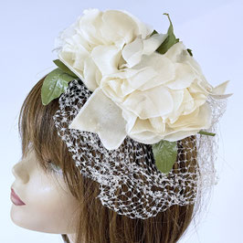 Fascinator Headpiece weiss wedding Hochzeit mit Schleier VINTAGE 1950s
