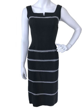 Kleid Gr. XS ärmellos BW schwarz weisse Borten VINTAGE 1930s