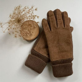 Handschuhe Wildleder und Strick sportlich braun 7.5 VINTAGE 1960s