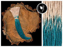 Single Ended Dreadlock Extensions zum Einflechten- Lichtblond zu Türkis Ombre 35-40cm ⌀ 4-6mm