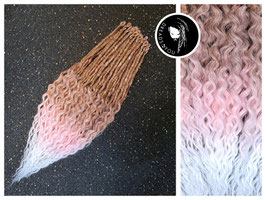 Curly Dreadlocks - Single Ended - Hellbraun Rosa Weiß