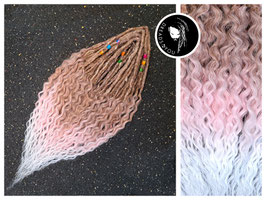 Curly Dreadlocks - Double Ended -  Hellbraun Rosa Weiß
