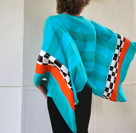 TOP/FOULARD  en soie   " LAGOON"