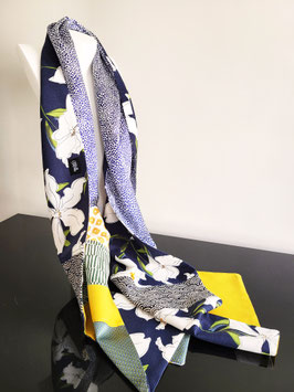 FOULARD en soie, lin & coton   "IRIS"