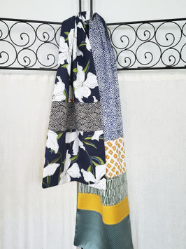 FOULARD en soie, lin & coton   "IRIS"