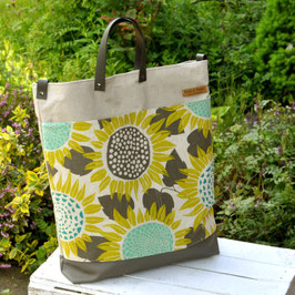 Elea Shopper / Umhängetasche / Blumen grau / beige