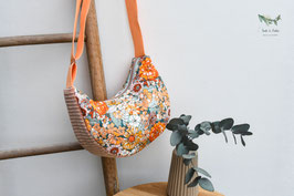 Bananentasche / halfmoon / S / Cord / Blumen / orange