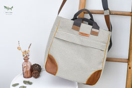 Prisca / Umhängetasche / Shopper / Streifen / grau & weiß