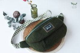 Bauchtasche Tasche voll Glück/ large / Boucle / dunkelgrün & hellgrün