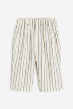 Mod.240273 Pantalón de Lino Blanco con rayas negras