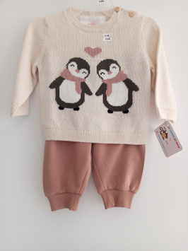 Modelo: 2309-38 conjutno sueter pinguinos c pants palo de rosa