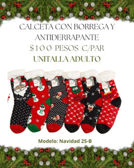 6 PARES DE CALCETA CON BORREGA ADULTO UNITALLA