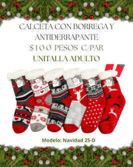 6 PARES DE CALCETA CON BORREGA ADULTO UNITALLA