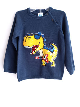 INT-240216 Sueter azul con dino rockero