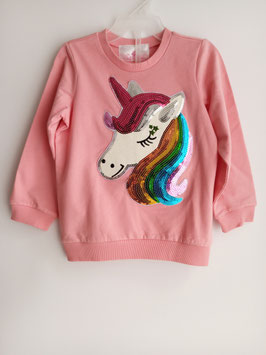 INT- 240211 Sudadera rosa con Unicornio Plano