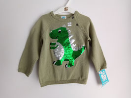Mod. INT 240229 Suéter verde con Dino baby plateado
