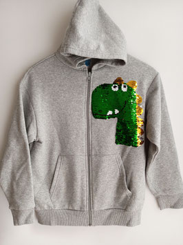 Mod: INT-240202 Sudadera gris con dino dorado con Gorro