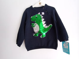 Suéter azul marino con dino baby plateado