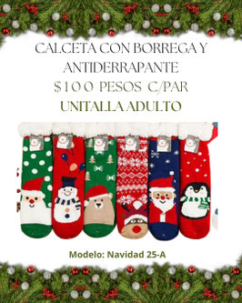 6 PARES DE CALCETA CON BORREGA ADULTO UNITALLA