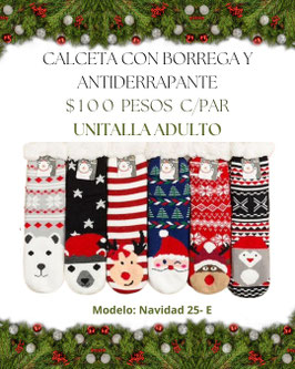 6 PARES DE CALCETA CON BORREGA ADULTO UNITALLA