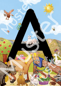 Tierisches Alphabet - Wimmelbild (schwer)