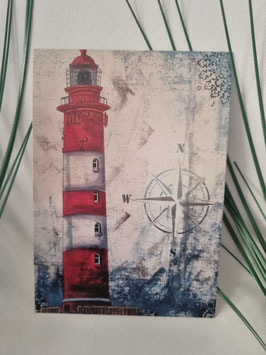 Kunstdruck ut´n Noorden roter Leuchtturm