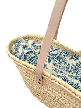 Korbtasche BASIC mit Reißverschluss, Toile de Jouy