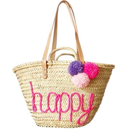 Korbtasche personalisiert HAPPY