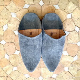 Wildleder-Babouches für Damen spitz grau