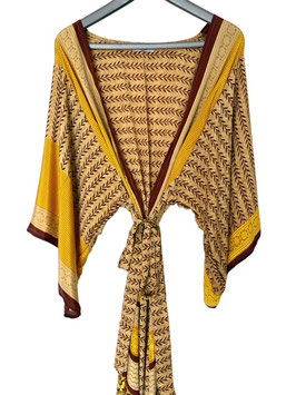 Seidenkimono aus Ibiza SUNSET mittellang braun gelb