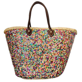 Korbtasche mit Pailletten bunt