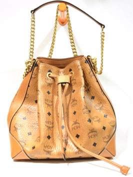 MCM Visetos Bucket Bag Cognac Umhängetasche