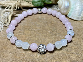 Armband Kunzit und Mondstein mit Kugel aus Silber 925