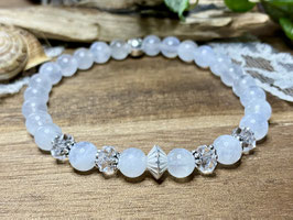 Armband weisser Mondstein und Bergkristall mit Silber 925