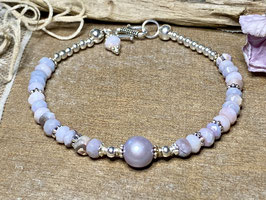 Armband aus Lavendel-Opal mit Süsswasser-Perle und Silber 925