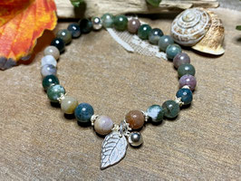 Armband Indischer Achat Blatt-Anhänger aus Silber 925