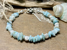 Armband aus Larimar-Splitter und Silber 925