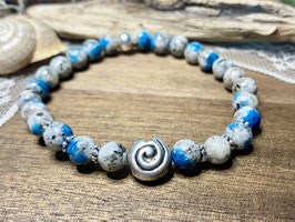 Armband aus K2 Jaspis mit Schnecke aus Silber