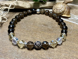 Armband Rauchquarz und Citrin mit Kugel aus Silber 925