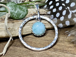 Ring-Anhänger gehämmert mit Larimar